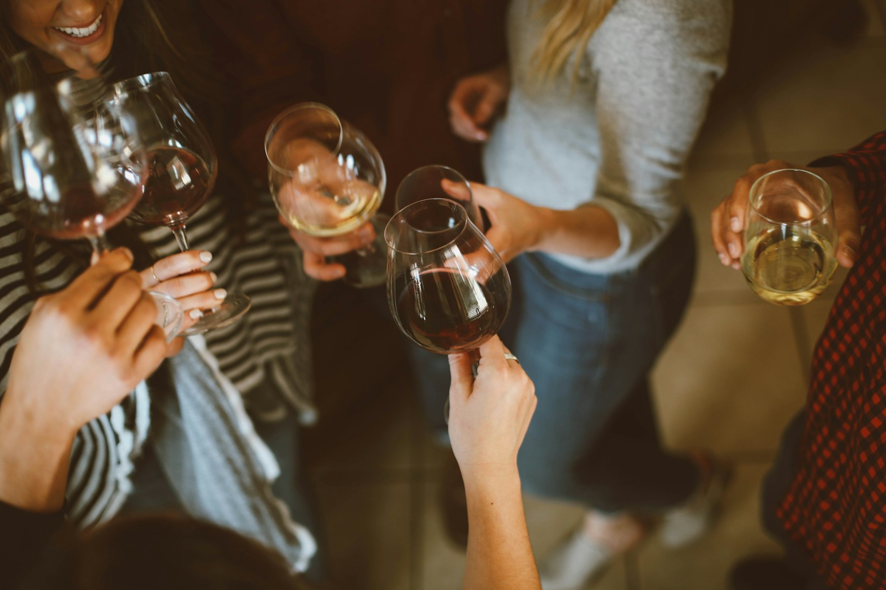 Guests raising glasses in a toast
